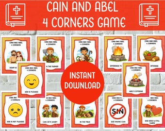Cain & Abel Bible Game for Kids | 4 Corners Activity | Sunday School Printable | Genesis 4 Lesson | Kids Church Game | Christian Activity