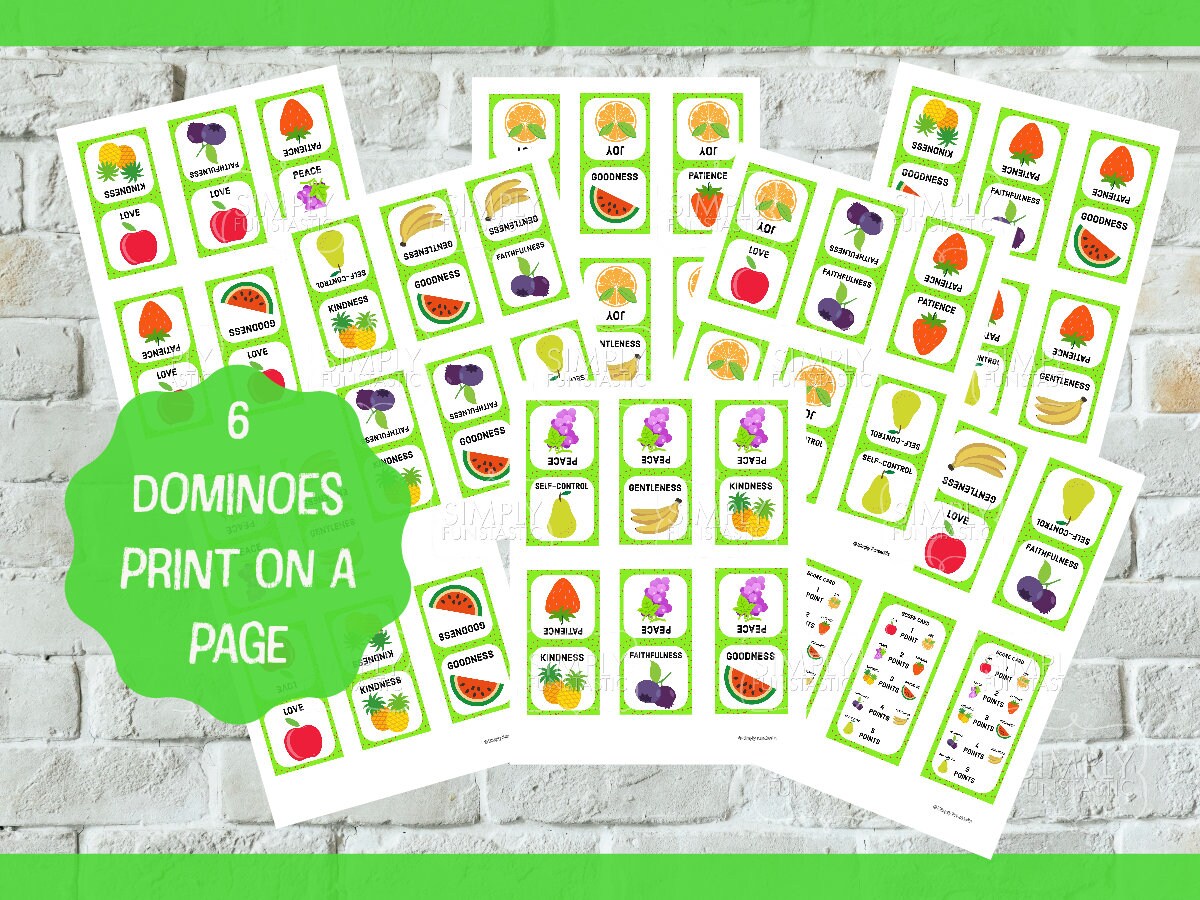Fruit of the Spirit Dominoes Game Bible Game Fruit of the Spirit