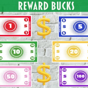 Reward Bucks Pretend Play Money Dollars Printable PDF Game Money Classroom Bucks Behavior Bucks Chore Bucks Reward Sunday School Homeschool