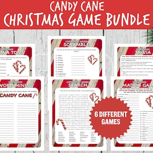 Jogos de festa de Natal com bastões de doces para imprimir | Download instantâneo | Imprima você mesmo | 6 jogos de Natal | Festa de Natal | Educação domiciliar
