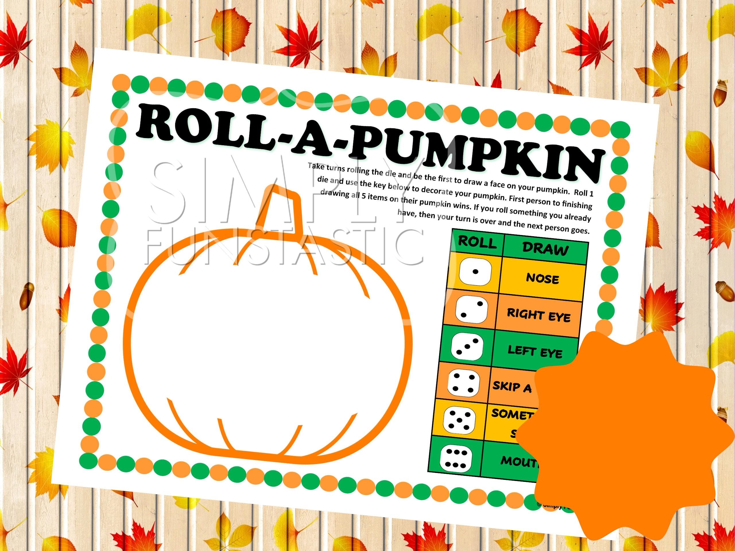 Roll a Pumpkin Game, Printable Game for Kids, Fall Party, Candy Game ...