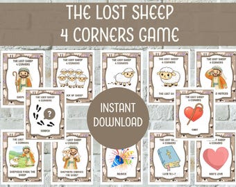 The Lost Sheep 4 Corners Bible Game: Kids Church Activity (Digital Download) Bible Lesson Activity for Elementary Preschool Students