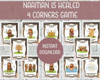 Naaman Is Healed 4 Corners Game | Bible Lesson Activity | Sunday School Game | Children's Church Printable | 2 Kings 5 | VBS Game