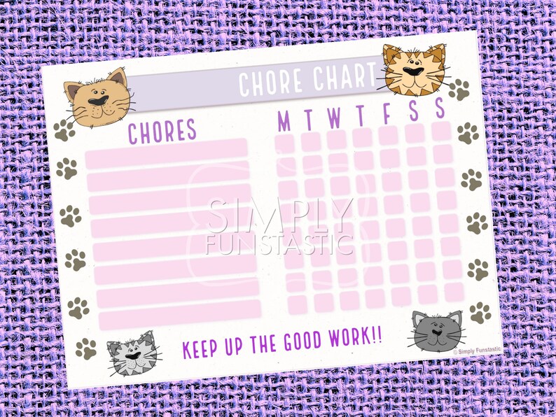Kitty Weekly Chore Charts | Printable Daily Routine| Children ...