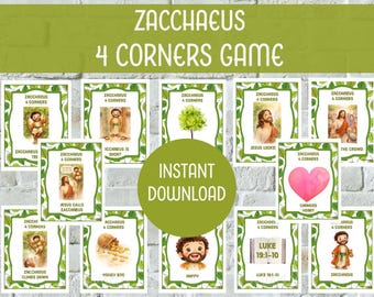 Zacchaeus 4 Corners Bible Game: Kids Church Activity (Digital Download) Bible Lesson Activity for Elementary Preschool Students