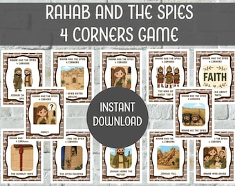 Rahab and the Spies 4 Corners Bible Game: Kids Church Activity Digital Download,  Bible lesson, Preschool- Elementary, Sunday School Game
