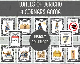 Walls of Jericho 4 Corners Game: Bible Story Printable Digital Download Joshua & Jericho Bible Lesson Activity Elementary Preschool Students
