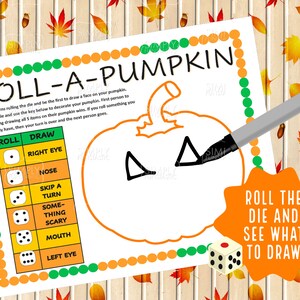 Roll A Pumpkin Dice Game Printable Instant Download Print Yourself 3 ...