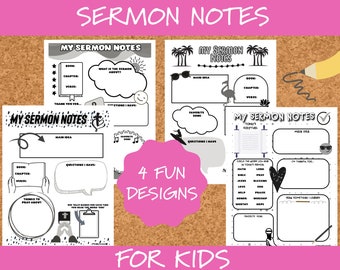 Kids Sermon Notes Worksheet: Christian Church Activity (Download Print)