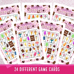 Jeu de bingo à la crème glacée : 24 cartes imprimables (téléchargement instantané)
