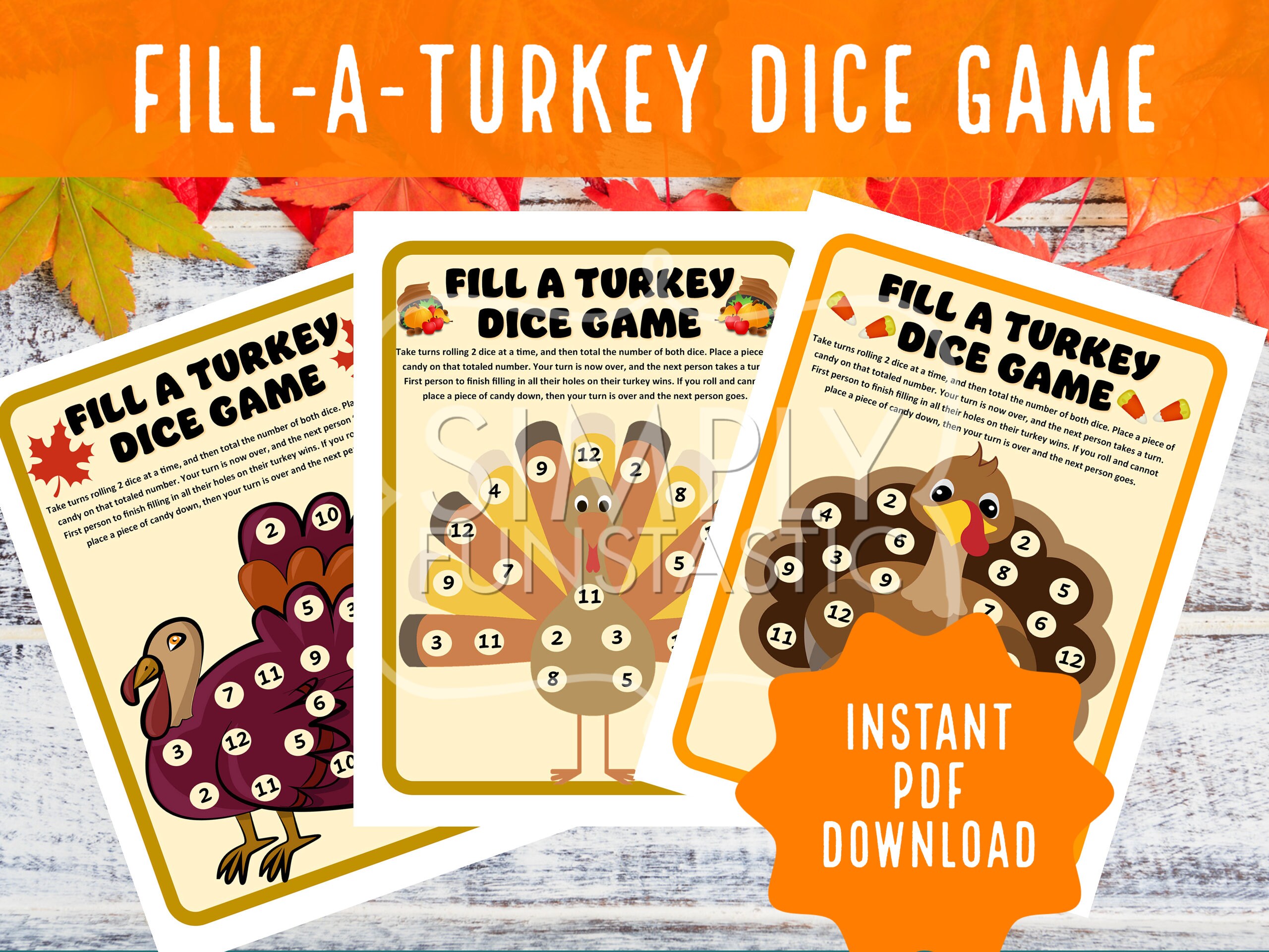 Fill A Turkey Game, Roll a Turkey Game, Harvest Thanksgiving Printable ...