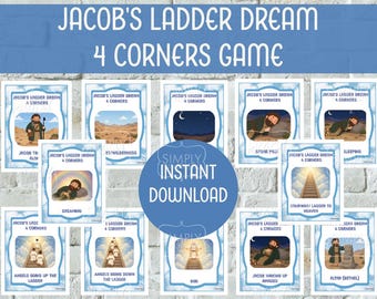 Jacob’s Ladder Dream Bible Game – 4 Corners Game for Kids (Genesis 28) | Sunday School Activity | VBS Game | Printable Bible Lesson