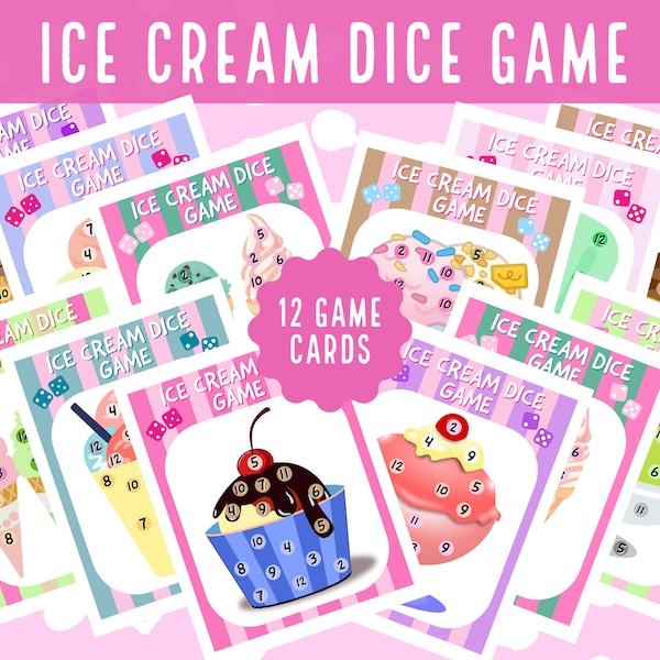 Ice Cream Dice Game | Fill in the Ice Cream Game | Ice Cream Party Game | Roll An Ice Cream Game | Church Game | Instant Download | Print