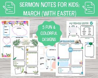 March Sermon Notes for Kids: Easter Bible Study (PDF)