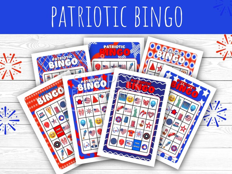 Patriotic Bingo Game | 32 Printable Cards (instant Download) Memorial ...