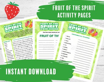 Fruit of the Spirit Bible Games: Christian Activity Pages (Digital Download)