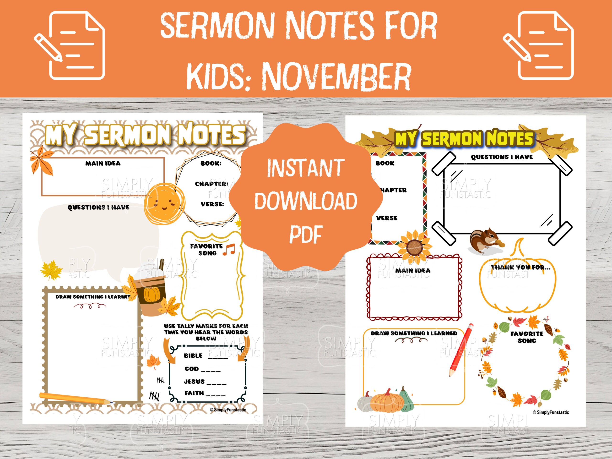 November Daily Notes November Sermon Notes for Kids: Thanksgiving Bible Study (PDF) - Etsy
