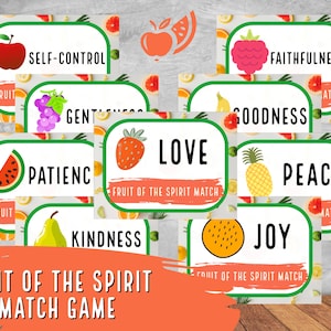 Fruit of the Spirit Kartenspiel | Auf Ihrem Rücken Bibelspiel | Jugend-Gruppenspiel| Bibel-Zuordnungsspiel | Sofortdownload| Drucken Sie sich