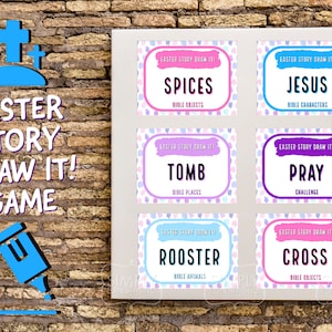 Paasverhaal Teken het! Spel | Bijbelspel | Opstandingsspel | Bijbel Pictionary-kaarten | Jeugdspel |  Icebreaker direct downloaden en afdrukken
