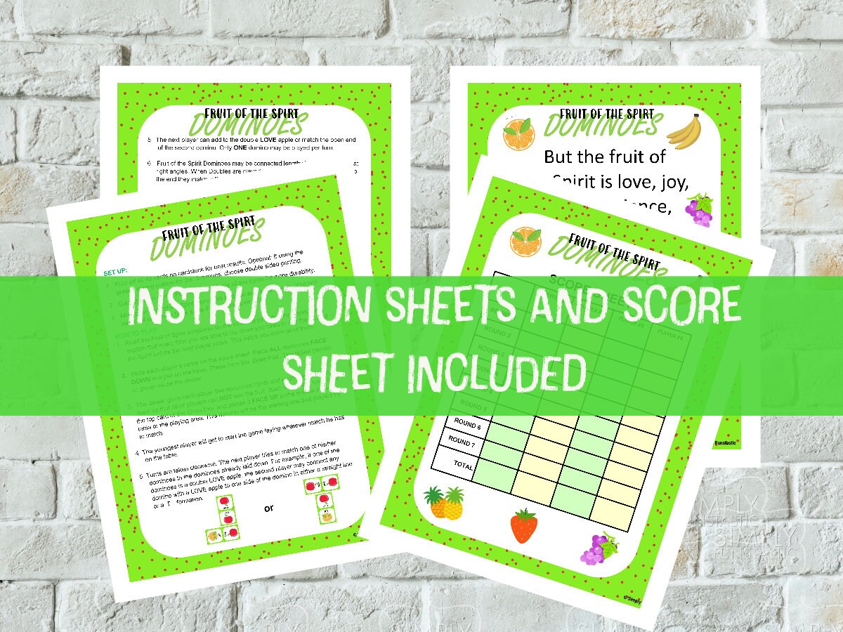 Fruit of the Spirit Dominoes Game Bible Game Fruit of the Spirit