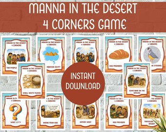 Manna in the Desert 4 Corners Bible Game | Exodus 16 Sunday School Activity | Kids Moses Bible Review Game | Wilderness Lesson Printable