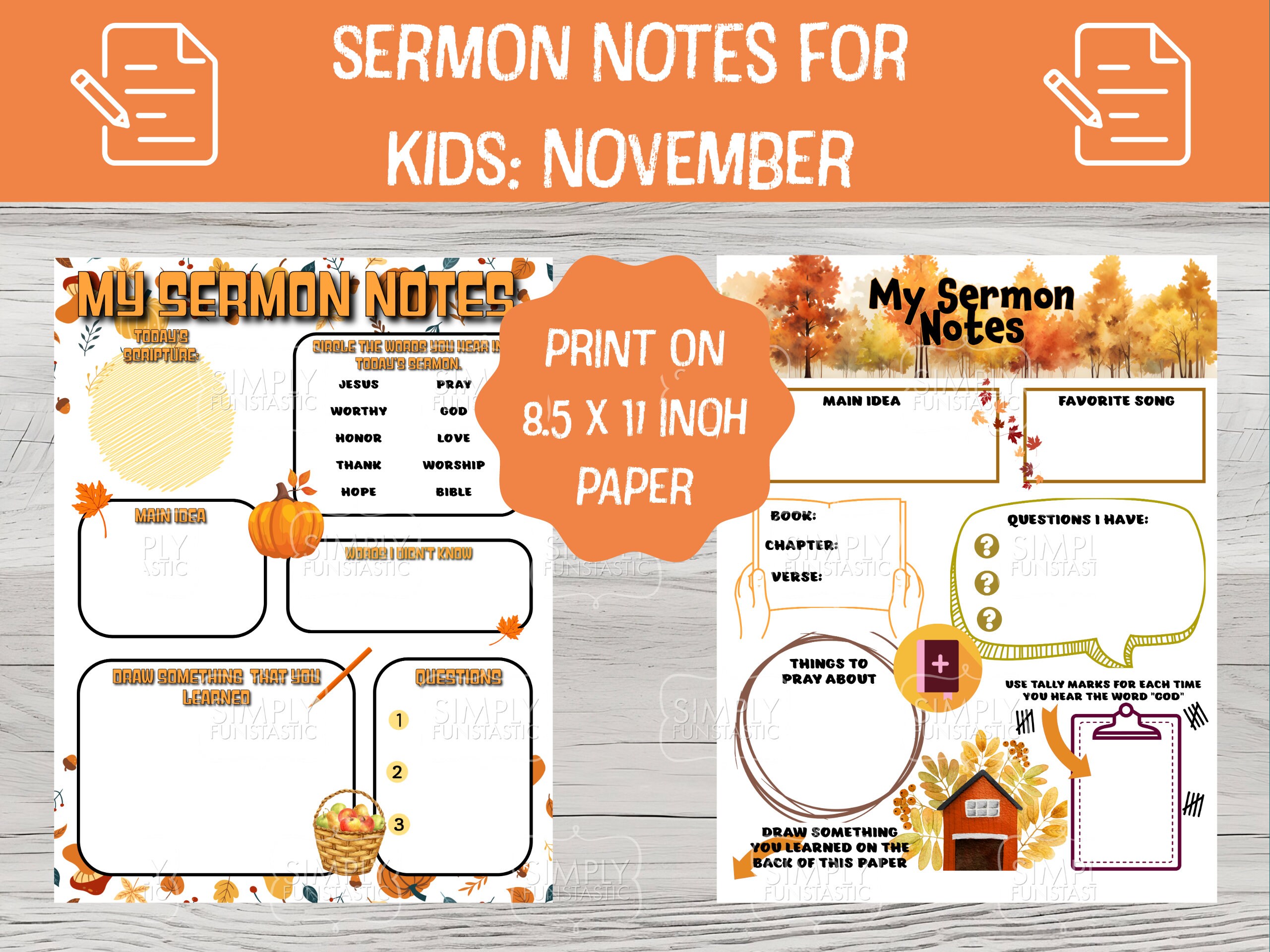 November Daily Notes November Sermon Notes for Kids: Thanksgiving Bible Study (PDF) - Etsy