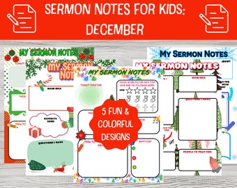 Christmas Sermon Notes for Kids: December Bible Study (PDF)