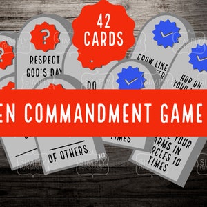 Jogo dos Dez Mandamentos | 42 cartas de jogo diferentes | Download instantâneo | Jogo da Escola Dominical | Jogo da Igreja Infantil | Jogo Bíblico | Jogo para a família