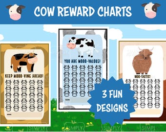 Cow Reward Charts: Classroom Incentive, Chore Chart (Instant Download)