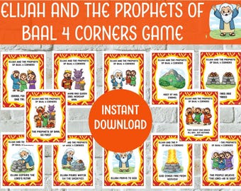 Elijah and the Prophets of Baal 4 Corners Game | Bible Lesson Activity | Sunday School Game | VBS Game | 1 Kings 18 | Kids Church Printable