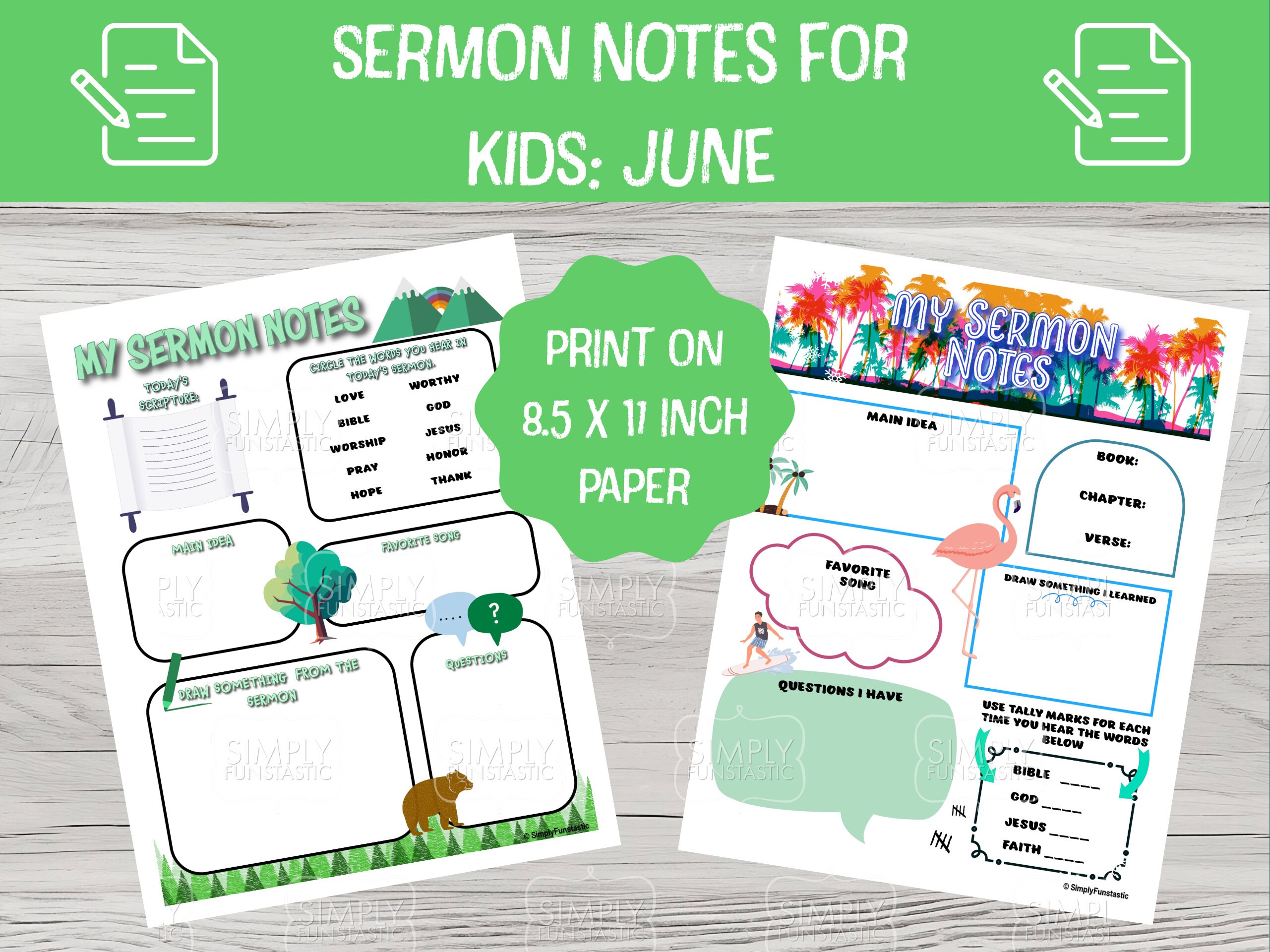 Kids Sermon Notes: June Bible Study Printable (PDF) Bible Journal ...