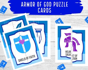 Armor of God Puzzle Cards: Kids Church Activity (Digital Download) VBS Game, Sunday School Bible Lesson, Preschool-Kindergarten