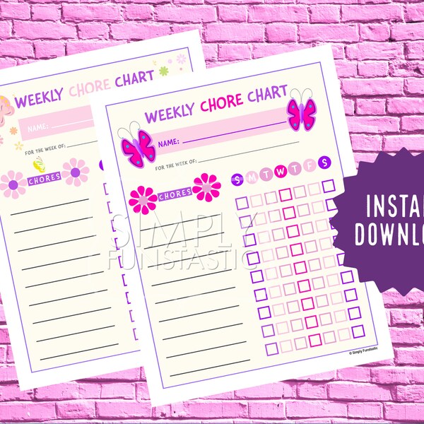 Kitty Weekly Chore Charts Printable Daily Routine Children homeschool ...