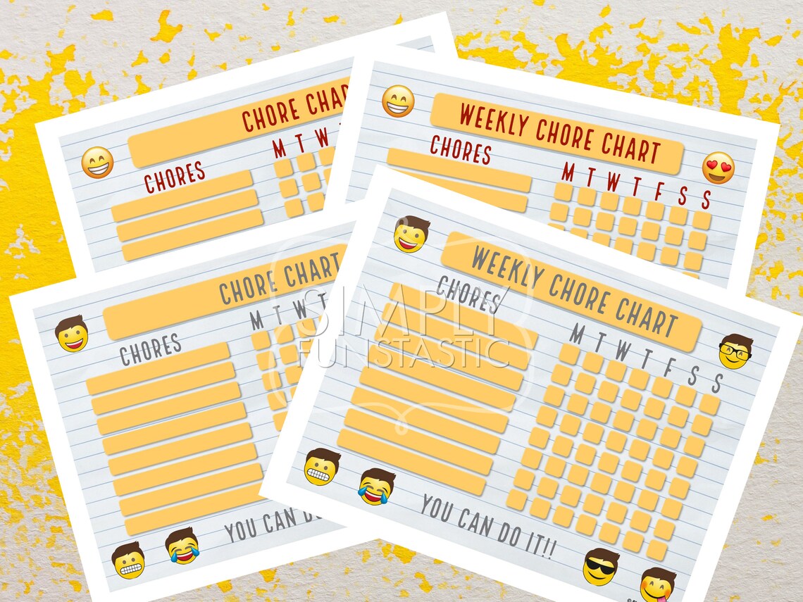 Emoji Weekly Chore Charts Printable Daily Routine Children Emoji Chore ...