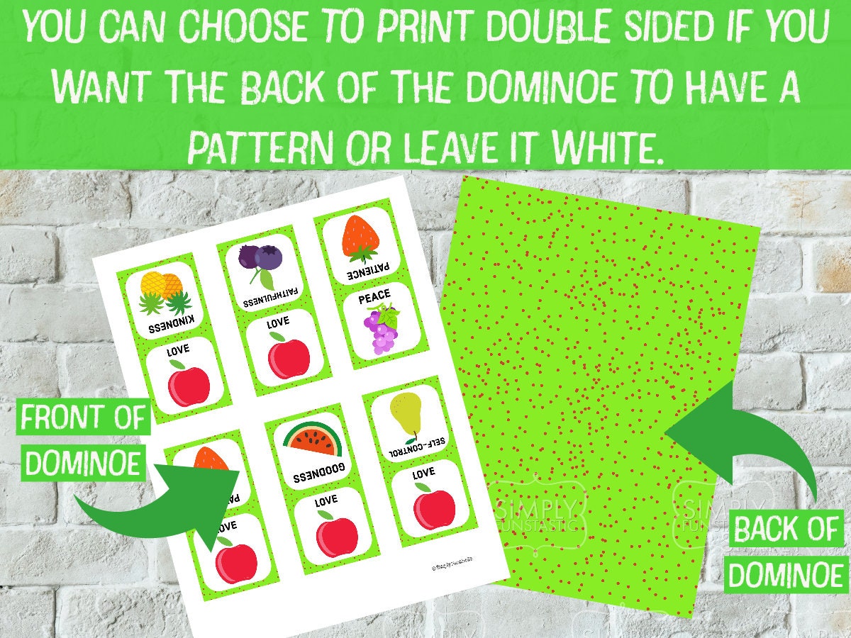 Fruit of the Spirit Dominoes Game Bible Game Fruit of the Spirit