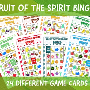 Fruto del Espíritu Bingo / Juego de Escuela Dominical / Juego Cristiano / Juego Bíblico / Juego de la Iglesia / 24 Cartas / Descarga Instantánea / Imprima usted mismo