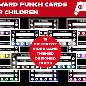ゲームテーマのパンチカード | 報酬パンチカード | パンチカード | 子供のインセンティブ報酬 | 学生パンチカード | ダウンロード印刷