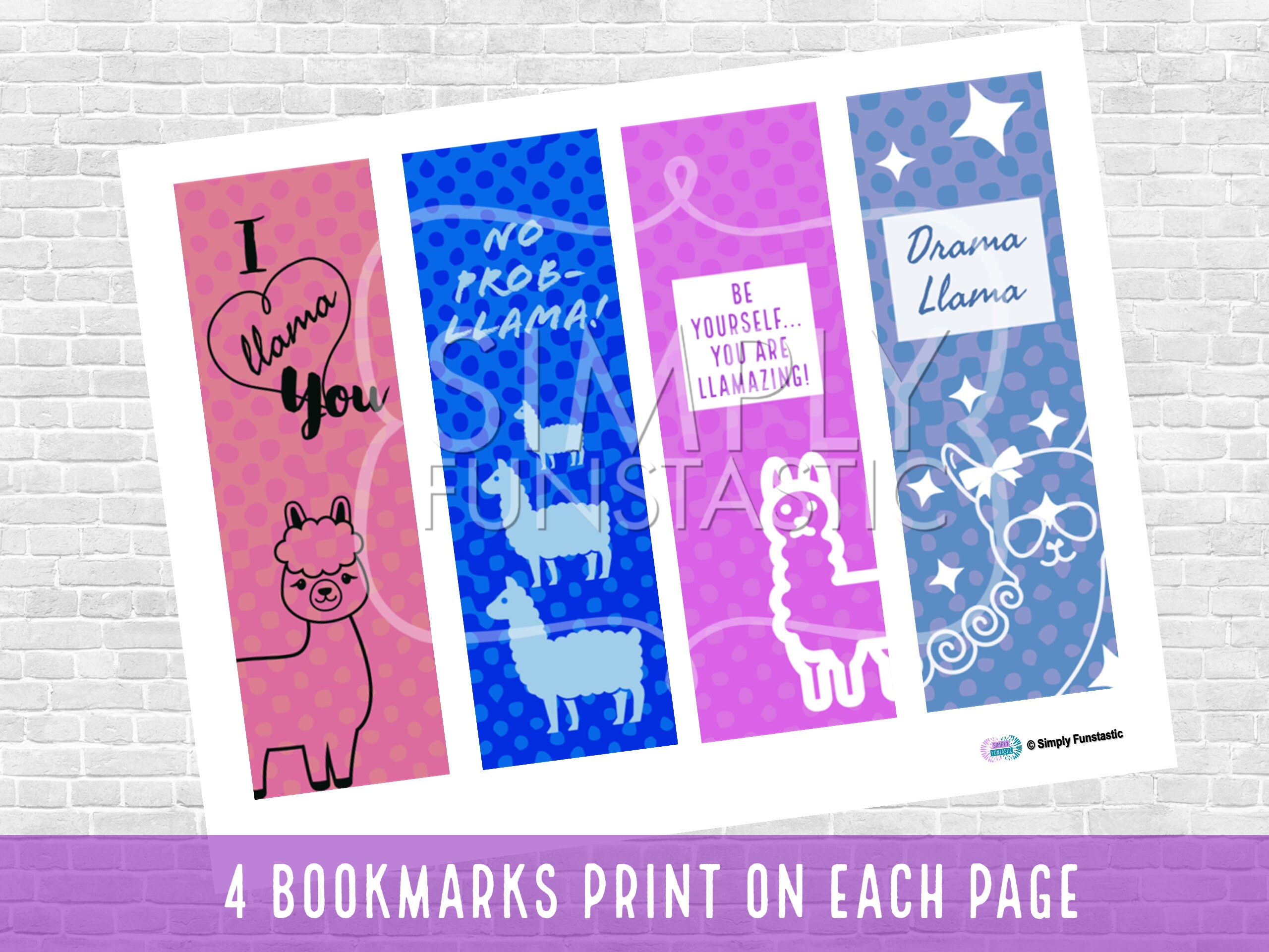 Llama Bookmarks Set of 4 | Llama Printable | 4 Different Designs ...