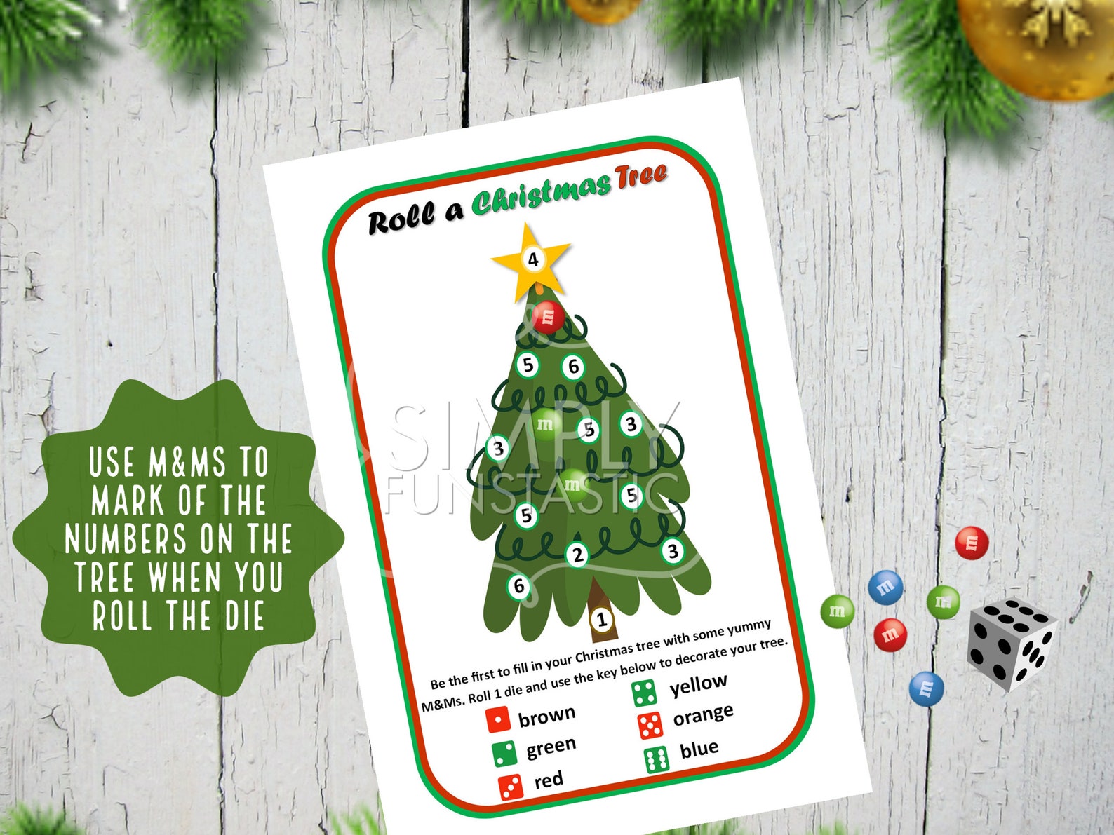 Roll A Christmas Tree Dice Game Printable Version 2 Fillna Christmas