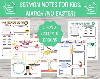 Kids Sermon Notes: March Activity Pages (Digital Download)