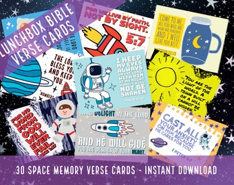 Outer Space Kids Bible Verse Cards: Scripture Lunchbox Notes (Digital Download)