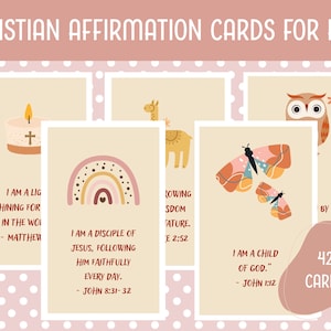 Tarjetas de afirmación positiva para niños: versículos y notas bíblicas basados en las Sagradas Escrituras: diseño BOHO, afirmación bíblica divertida para niños