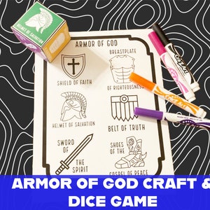 Armor of God Dice Game, Armor of God Activity Lesson, Download & Print Armor of God Craft, Bible Crafts, Sunday school Crafts, VBS Crafts