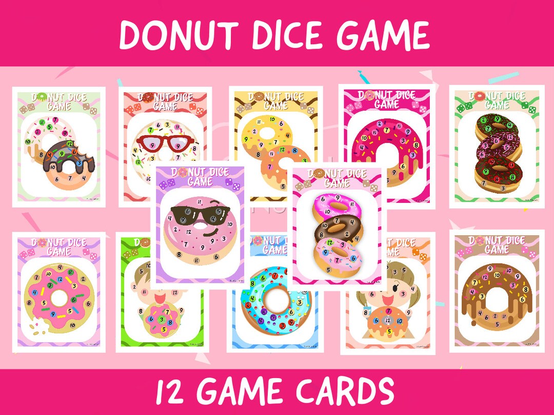 Donut Dice Game, Roll a Donut Game, Donut Party Game, Fill a Donut Game