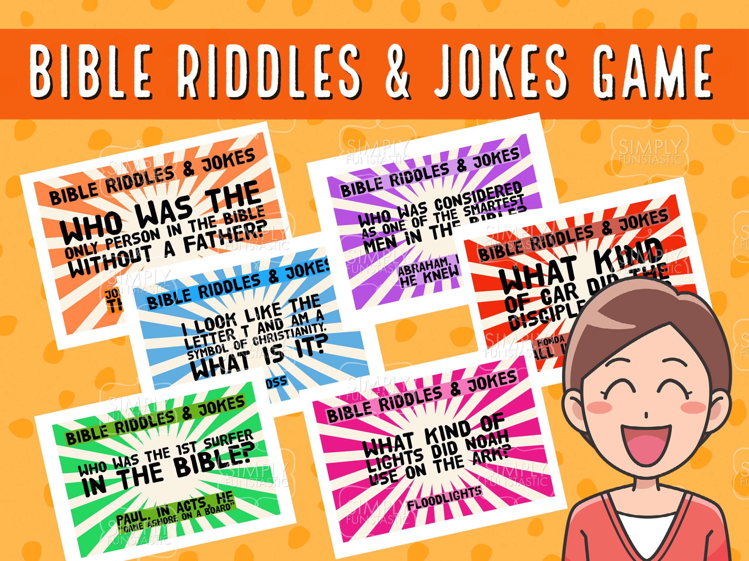 Biblical Kid Riddles Bible Riddles & Jokes Game, Christian Trivia Digital Download Sunday ...