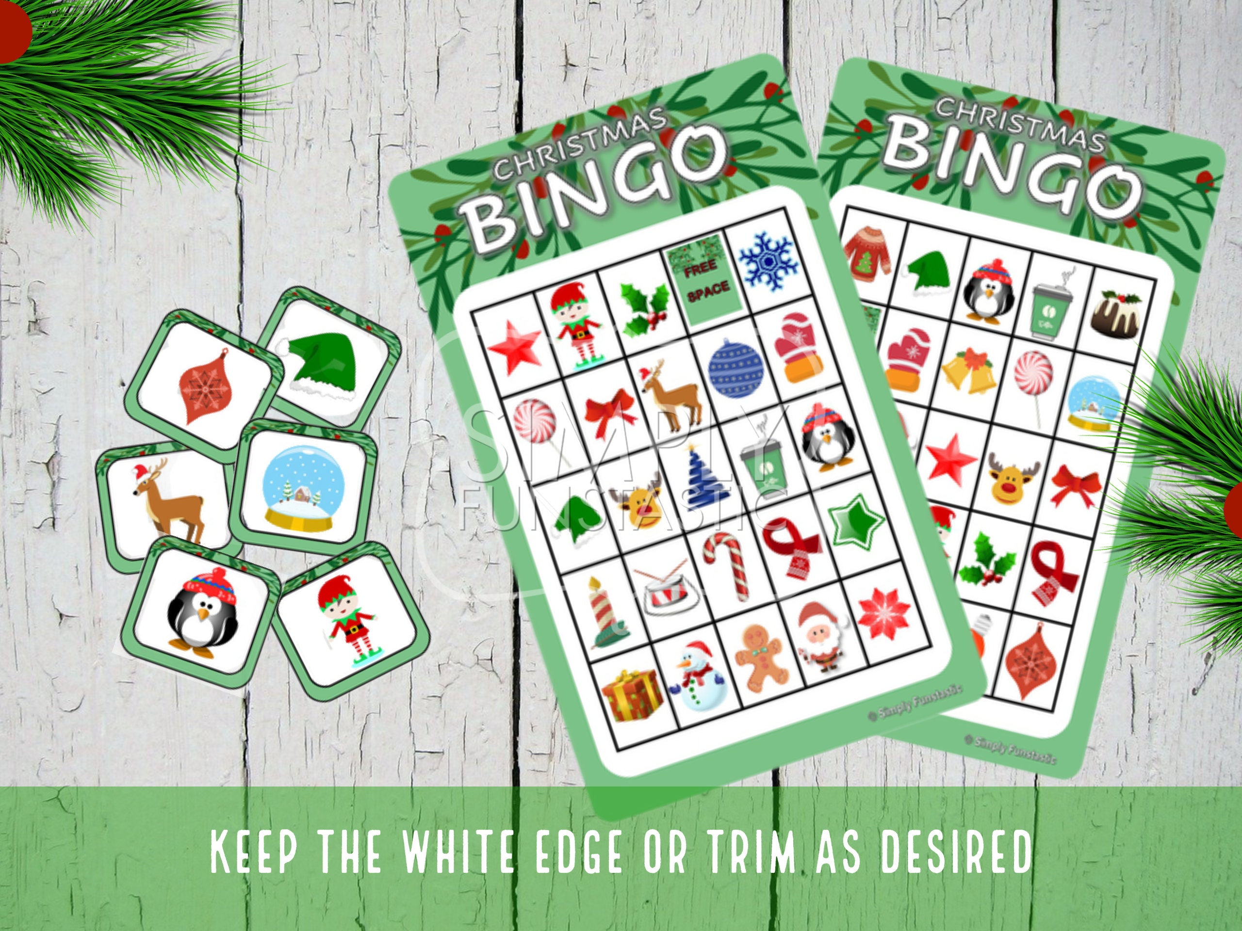 Christmas Bingo Printable, Christmas Green Bingo, Christmas Games ...