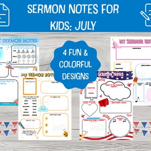 Kids Sermon Notes: July, Colorful Bible Study Worksheet (PDF)