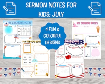 Kids Sermon Notes: July, Colorful Bible Study Worksheet (PDF)