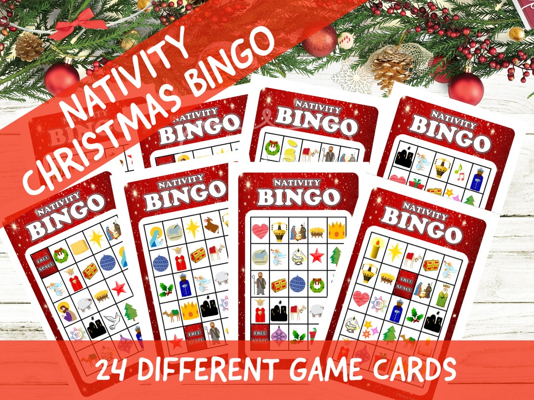 Christmas Nativity Bingo, Christmas Party Game, Nativity Printable