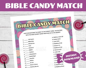 Bible Candy Match Game: leuke kerkactiviteit (digitale download)